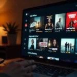 indie movie ratings streaming platform interface showing star ratings and film thumbnails on smart TV screen