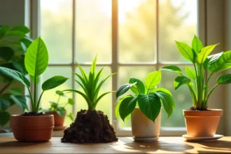 Indoor plants yellow leaves causes comparison showing healthy green plants versus yellowing houseplants with common problems
