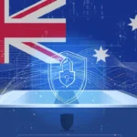 Digital lock and shield icons over an Australian flag with tech circuit lines, representing privacy law reforms in Australia 2025.