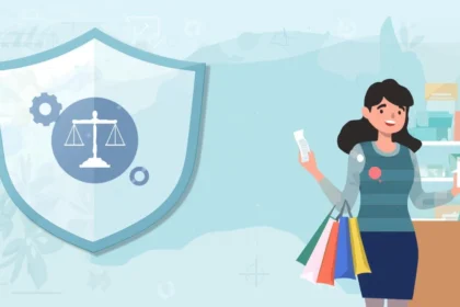 Everyday Australian shopper protected by the Australian Consumer Law, symbolised with scales of justice and a map of Australia.