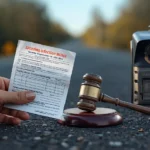 Driver holding an Australian speeding fine with a gavel and a faint map of Australian states — how to contest a speeding ticket.