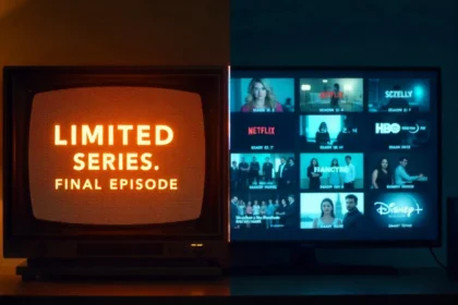 Limited series become franchises transformation showing TV screens displaying original series evolving into multiple seasons and spin-offs