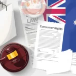 Illustration of Australian Consumer Law with shopping bag, receipt, gavel, and warranty document symbolising refunds and consumer rights