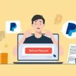 Illustration of an Australian shopper requesting a refund for a faulty online purchase with laptop, receipt, and ACCC icon