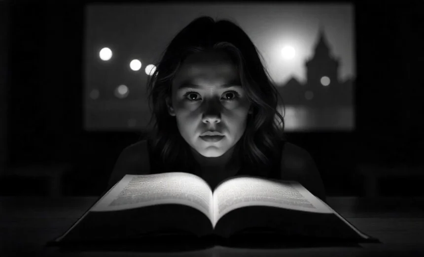 Book adaptations faithful vs diverge comparison showing open book and movie screen with same story adapted differently