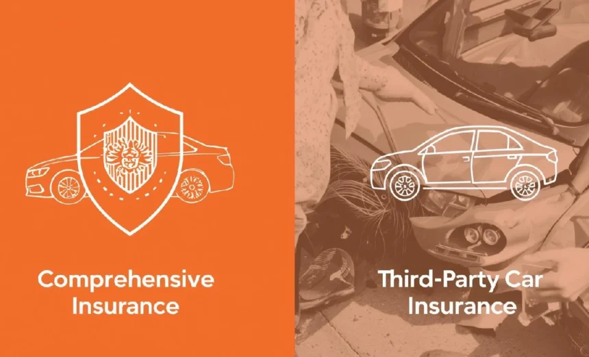 Comparison chart illustrating the differences between comprehensive and third party car insurance for Queensland drivers, including coverage levels and average premiums.