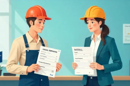 “Comparison of casual vs permanent employees in Australia showing different entitlements like casual loading, annual leave, and superannuation.”