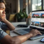Australian renter identifying fake rental listings and scam warnings on computer screen