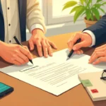 Illustration of a will document, pen and witnesses with an Australia map and state pins simple will Australia.