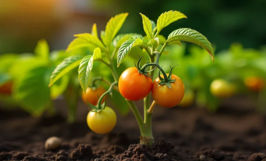 Wilted tomato plants in garden showing drooping leaves and stems caused by common growing problems