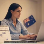 Australian employee checking annual leave dates on a calendar at work
