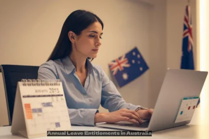 Australian employee checking annual leave dates on a calendar at work
