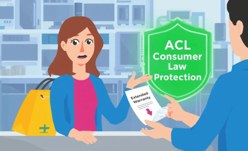 Australian shopper comparing extended warranty offer with ACL consumer law protection rights