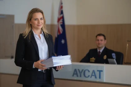 Australian person attending a small claims tribunal hearing to resolve a dispute