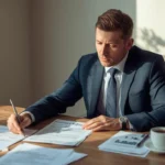 A man reviewing his income protection insurance policy at home in Australia to understand exclusions.