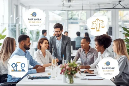 "Diverse employees in an Australian workplace representing Fair Work rights, equality and safety.