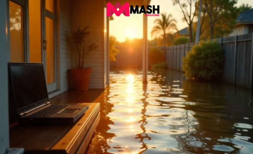 Australian home with flood risk and insurance documents representing common home insurance mistakes.