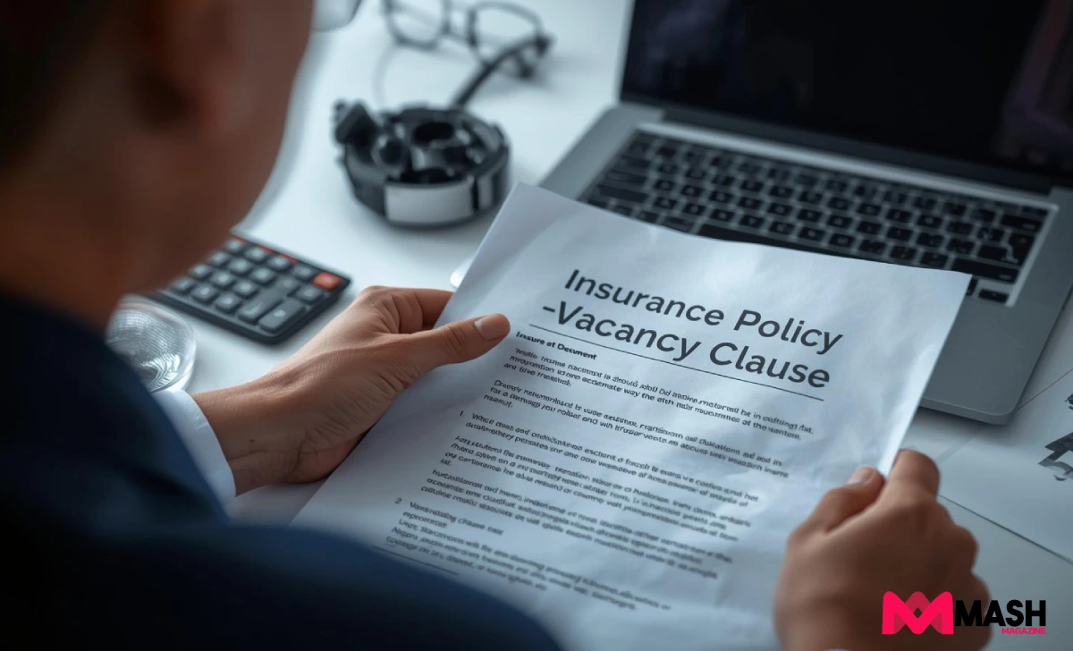 Property owner reviewing home insurance unoccupancy clause in policy document