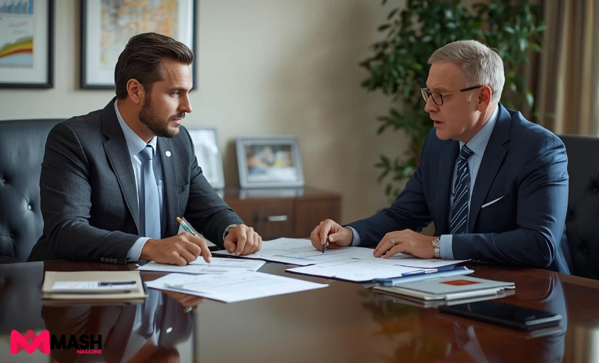  Insurance broker and property investor discussing home insurance unoccupancy clause options