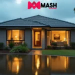 Suburban Australian home with flood and bushfire risk indicators, illustrating rising home insurance costs due to natural disasters.