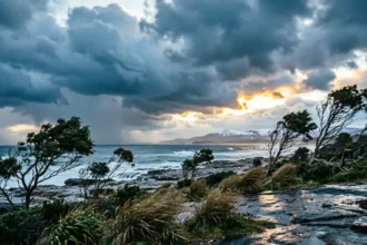 Stormy sky over NSW coastline during Australia polar blast weather warning