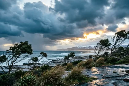 Stormy sky over NSW coastline during Australia polar blast weather warning