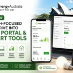 EnergyAustralia mobile app and online account portal displayed on digital devices with smart energy usage dashboard for Australian households.